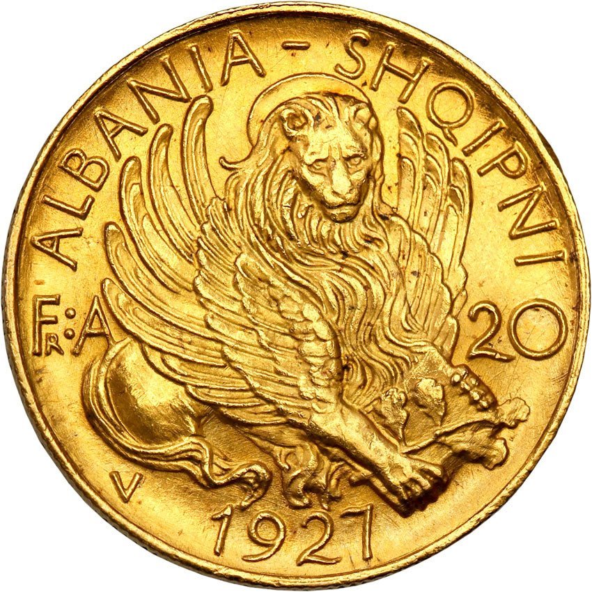 Albania. 20 Franków (franga)1927 V